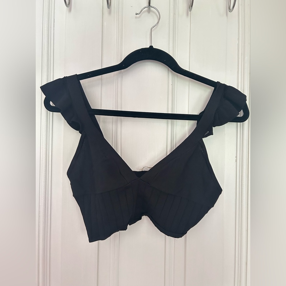 Free People Black Ribbed Bralette
